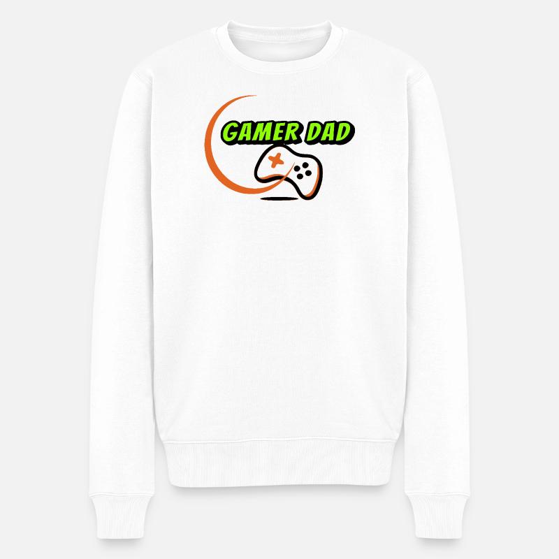 Gamer-Vater - Männer Premium Bio Pullover - Weiß