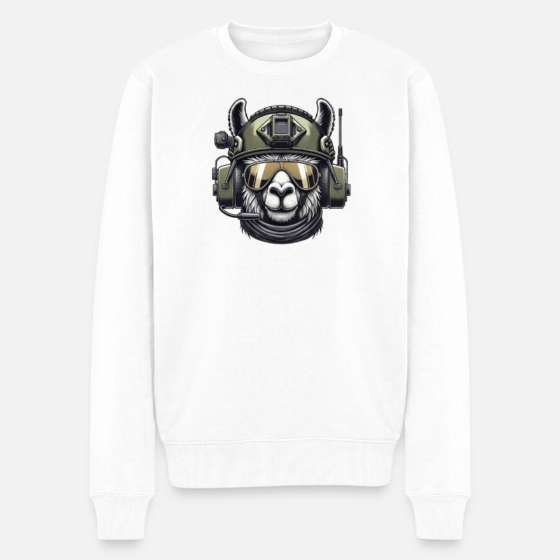 Llama Conception militaire - Pull Premium bio Homme - blanc
