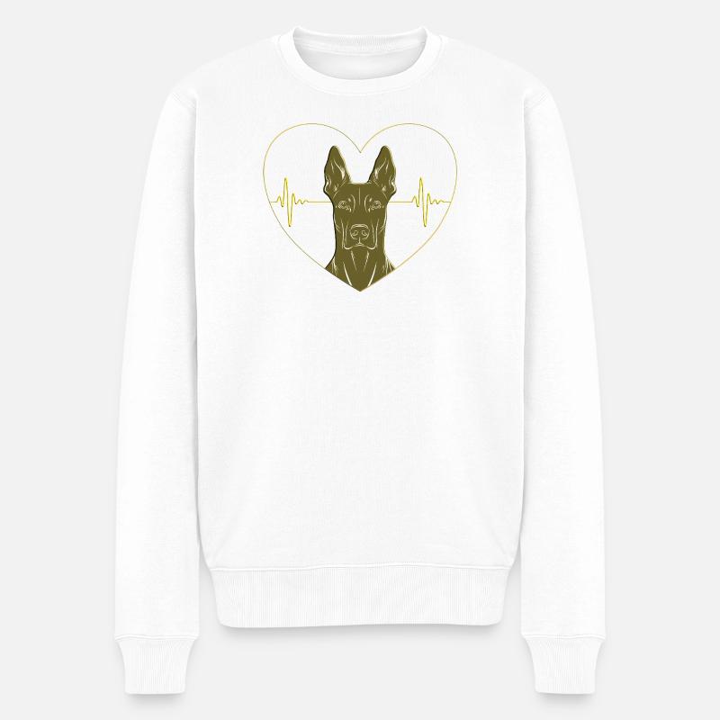 Herz Dobermann – Gold & Herzschlag - Männer Premium Bio Pullover - Weiß