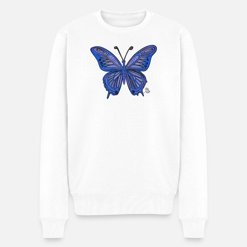 Schmetterling - Männer Premium Bio Pullover - Weiß