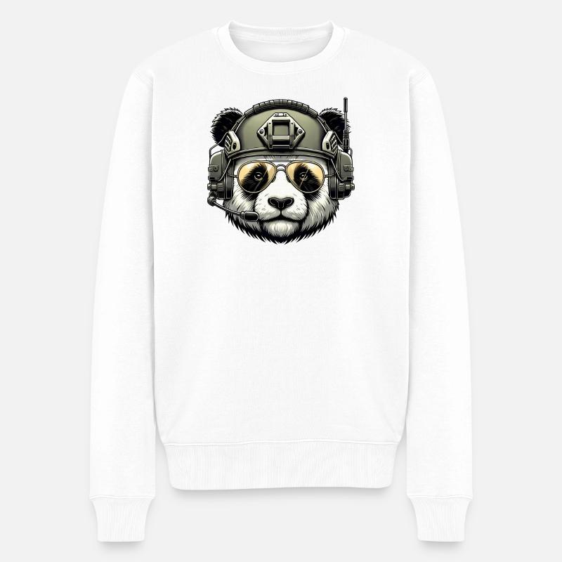 Panda Military Army Design - Pull Premium bio Homme - blanc