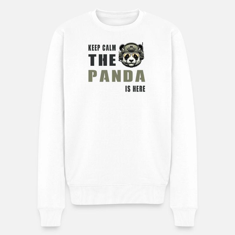 Panda tactique – Restez calme - Pull Premium bio Homme - blanc