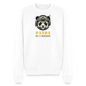 Panda in Mission / Military - Men's Premium Organic Jumper - white - Front - Thijin (182cm)