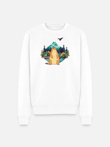Murmeltier - Männer Premium Bio Pullover - Weiß