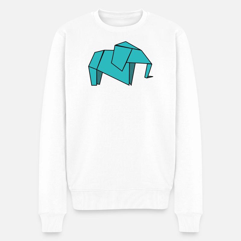 Origami Elephant - Männer Premium Bio Pullover - Weiß