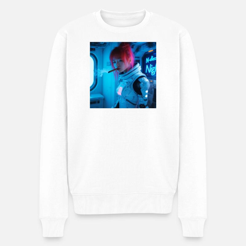 Space Soldier mit einer Zigarre - Männer Premium Bio Pullover - Weiß