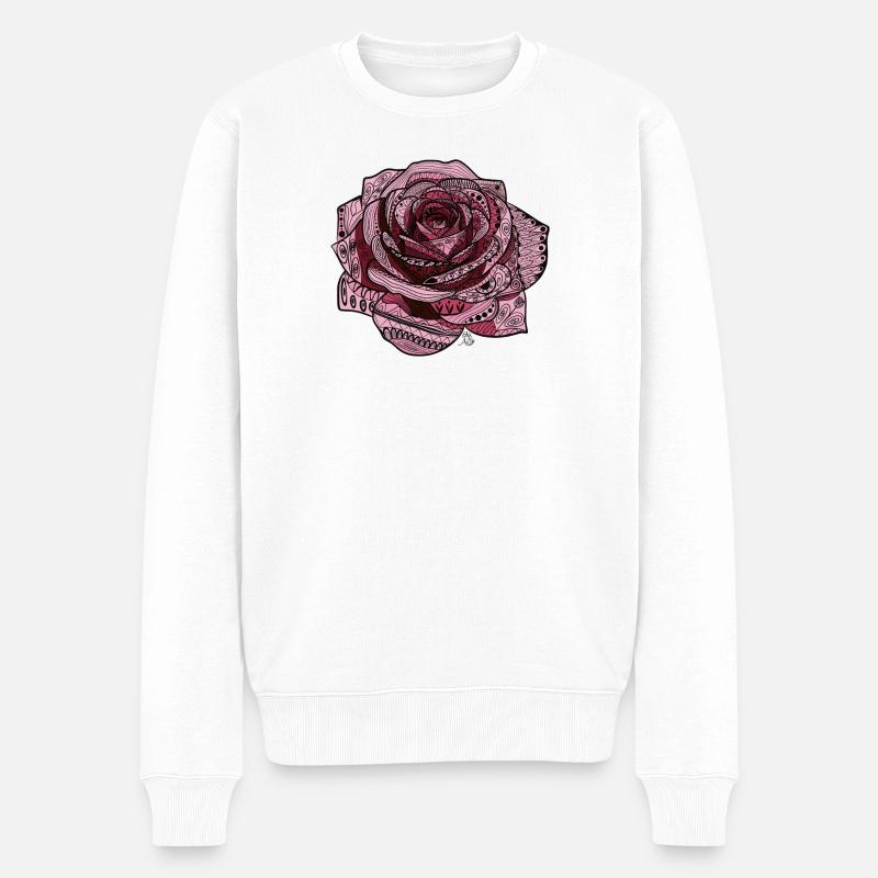 Rose - Männer Premium Bio Pullover - Weiß