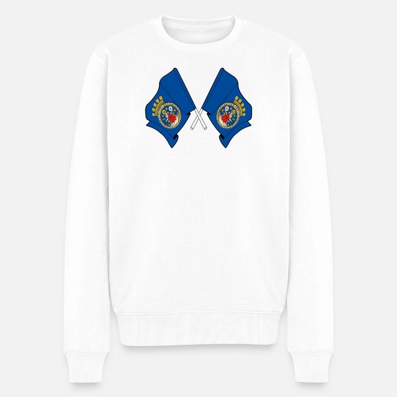 Deux drapeaux d’Oslo croisés - Pull Premium bio Homme - blanc