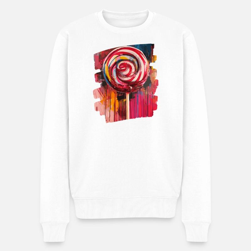 Lollipop Lutscher Bonbon Süssigkeit - Männer Premium Bio Pullover - Weiß