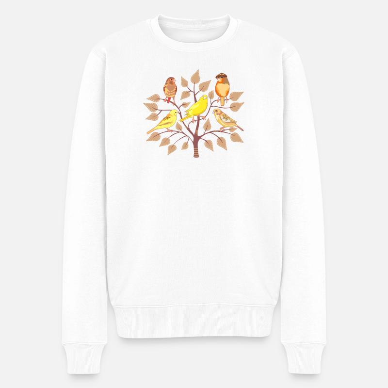 Baum mit bunten und abwechslungsreichen Vögeln - Männer Premium Bio Pullover - Weiß