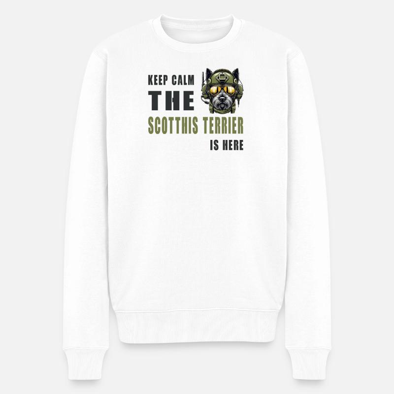 Scottish Terrier Warrior Dog - Männer Premium Bio Pullover - Weiß