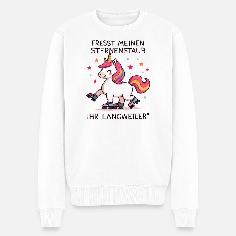 Rollschuh Einhorn - Männer Premium Bio Pullover - Weiß