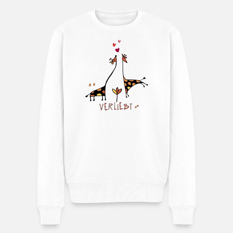 Giraffen in Love - Männer Premium Bio Pullover - Weiß