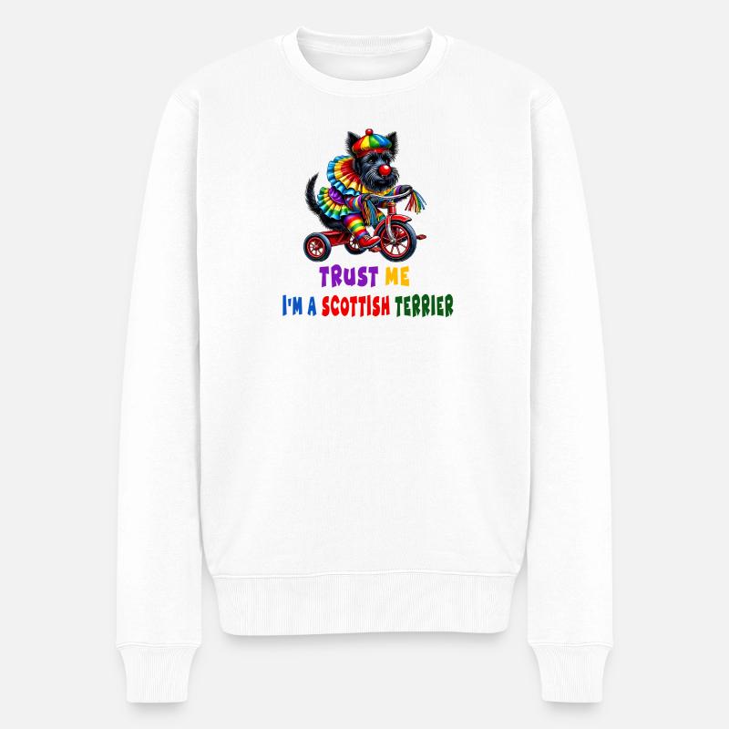 Clown Terrier auf Dreirad - Männer Premium Bio Pullover - Weiß