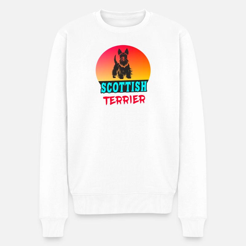 Scottish Terrerier Vintage Design - Männer Premium Bio Pullover - Weiß