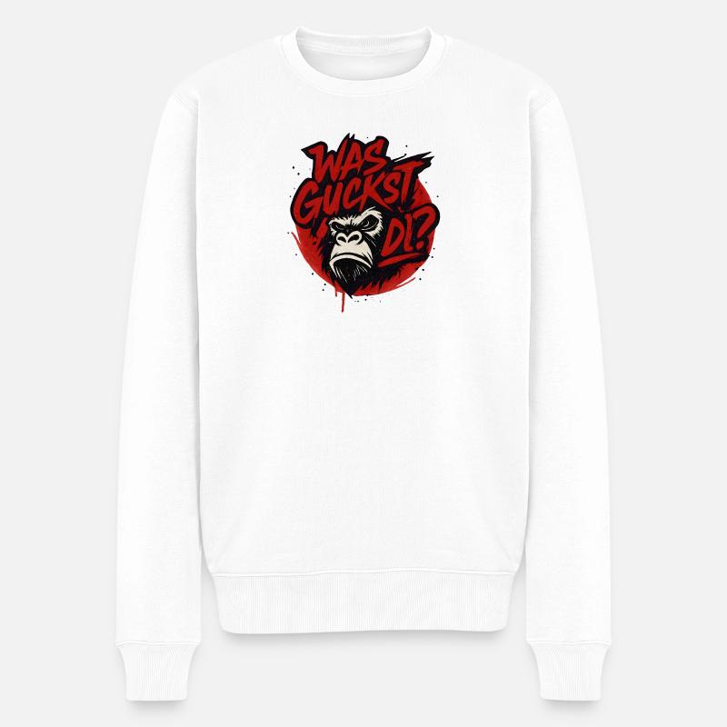 Was guckst du? - Männer Premium Bio Pullover - Weiß