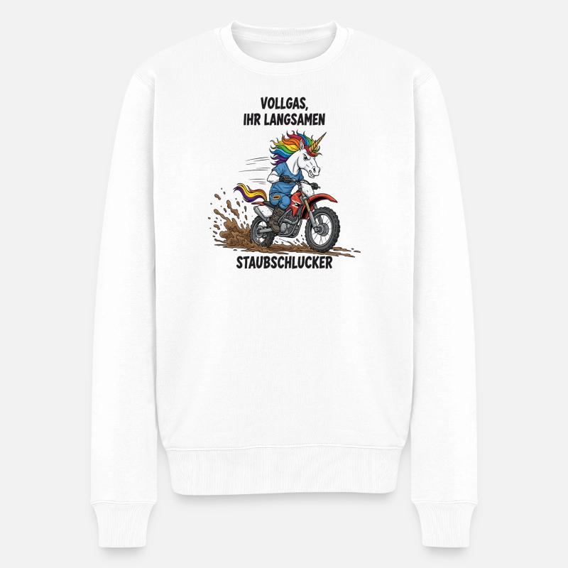 Einhorn-Motocross - Männer Premium Bio Pullover - Weiß