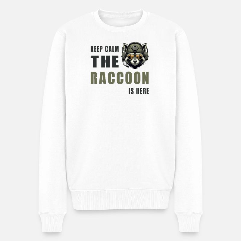 Keep Calm Raccoon est là - Pull Premium bio Homme - blanc
