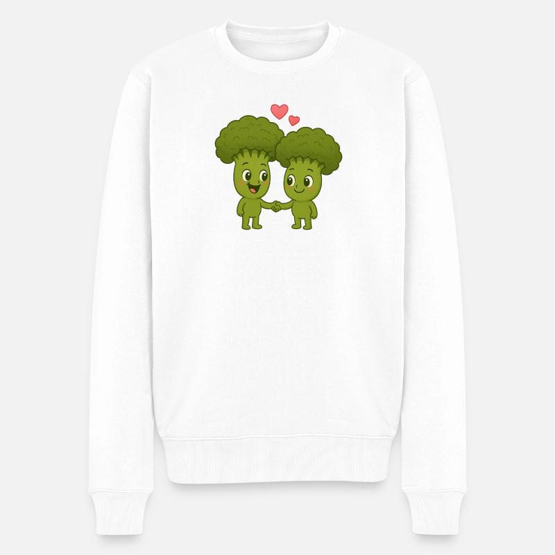 Mignon brocoli avec des cœurs - Pull Premium bio Homme - blanc