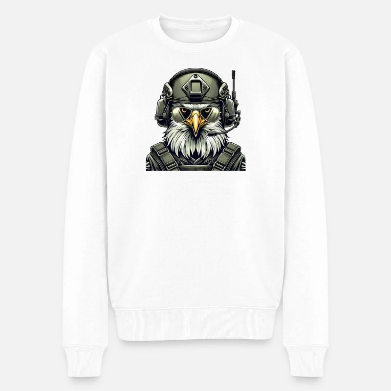 Militär Adler in Mission - Männer Premium Bio Pullover - Weiß