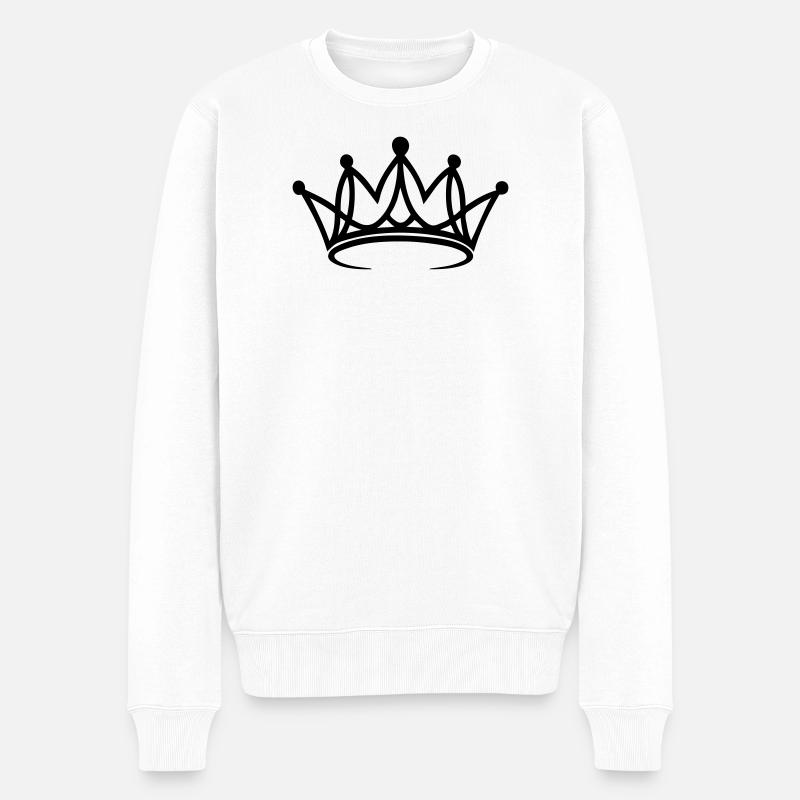 Krone, elegant, personalisierbar - Männer Premium Bio Pullover - Weiß