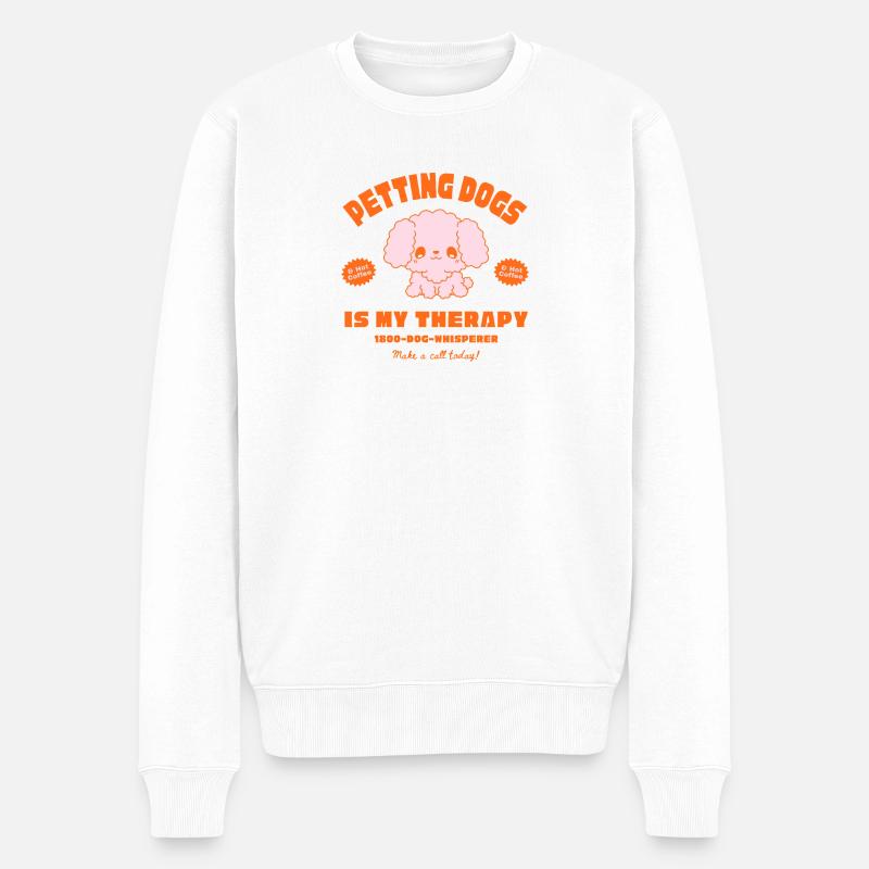 Hundetherapie mit Kaffee-Charme - Männer Premium Bio Pullover - Weiß