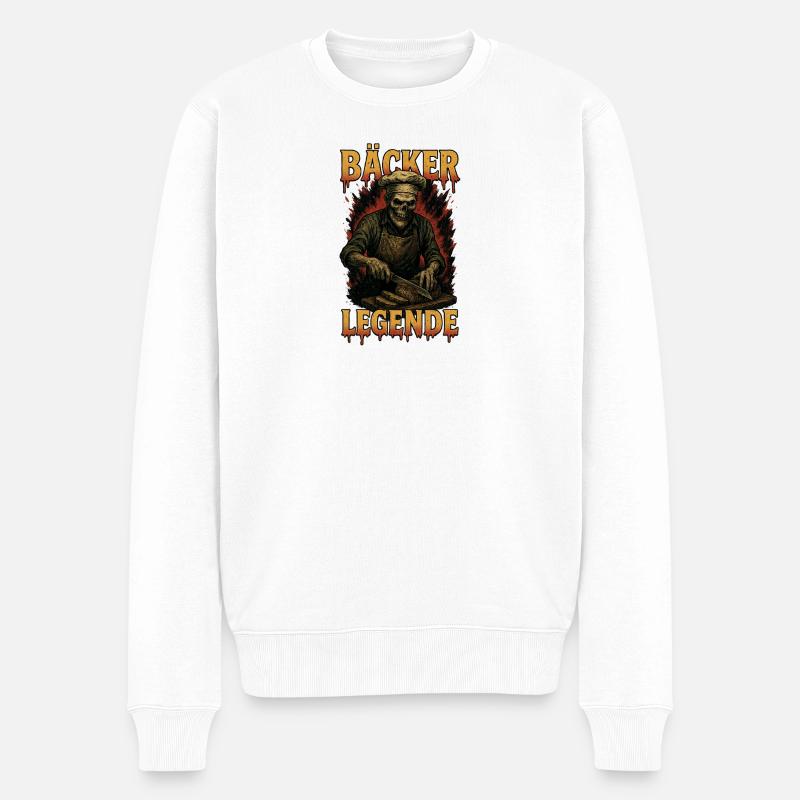 Bäcker Legende - Männer Premium Bio Pullover - Weiß