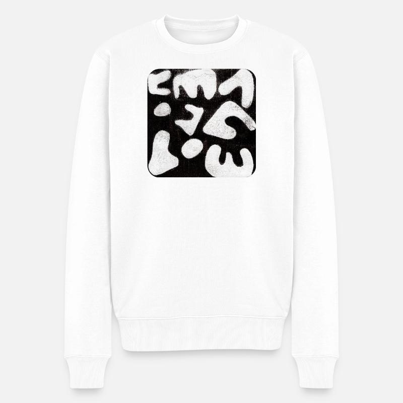 Abstrait Monoprint Impression d’art Tribal - Pull Premium bio Homme - blanc