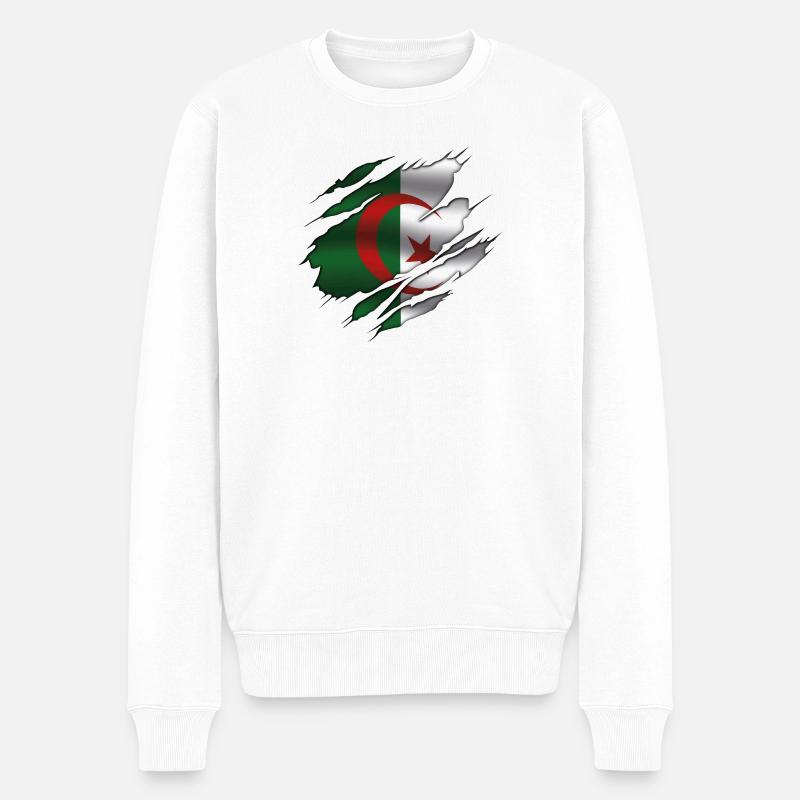 Drapeau de l’Algérie - Algérie - Drapeau déchiré - Pull Premium bio Homme - blanc