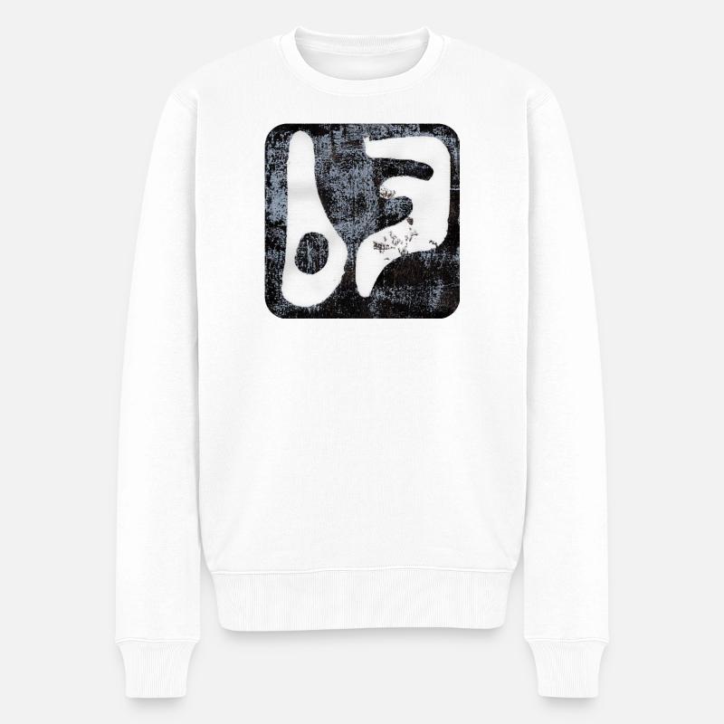 Abstrait Monoprint Impression d’art Tribal BFF - Pull Premium bio Homme - blanc