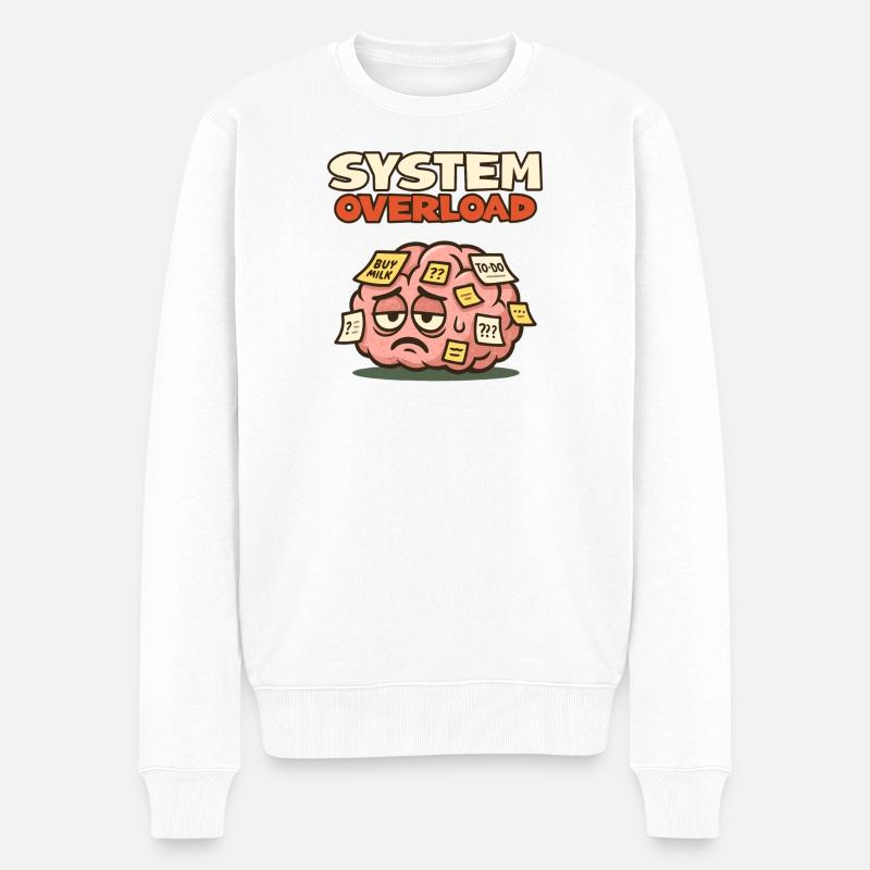 System Overload Gehirn - Männer Premium Bio Pullover - Weiß