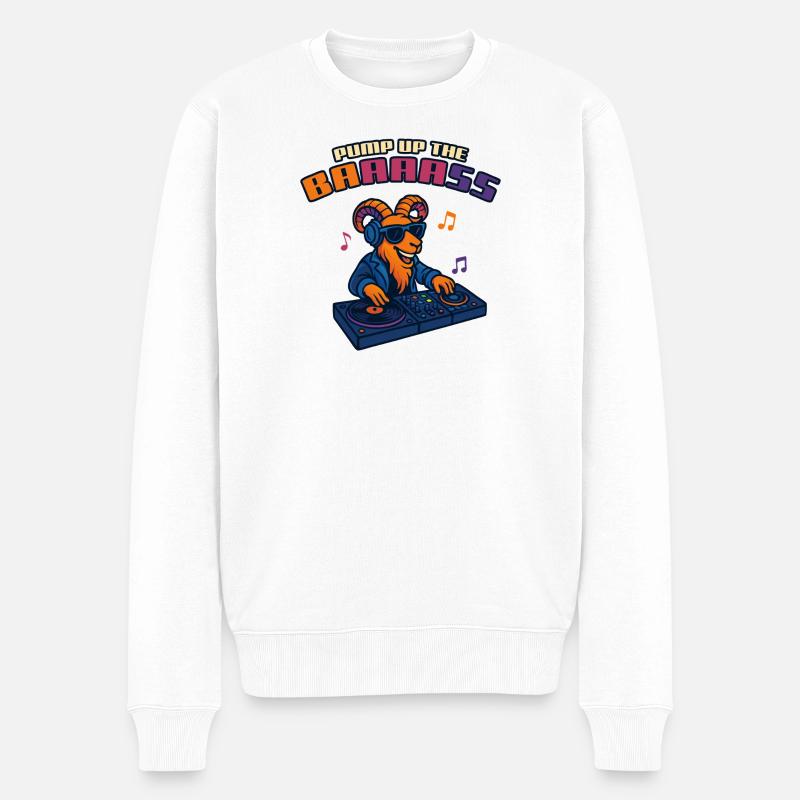 Goat DJ - Pump Up the Baaaass - Pull Premium bio Homme - blanc