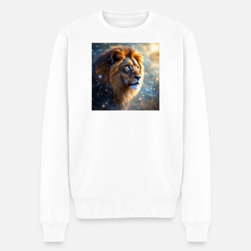 Krafttier Löwe - Männer Premium Bio Pullover - Weiß