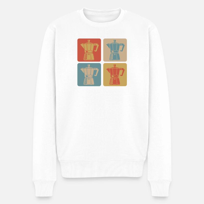 Retro Espressokocher - Männer Premium Bio Pullover - Weiß