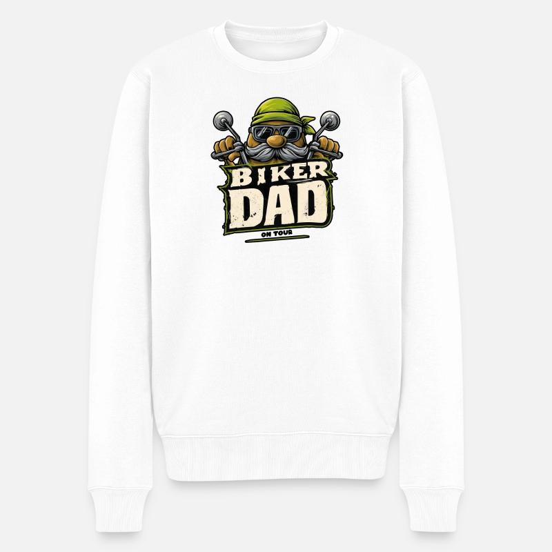 Biker dad - Männer Premium Bio Pullover - Weiß