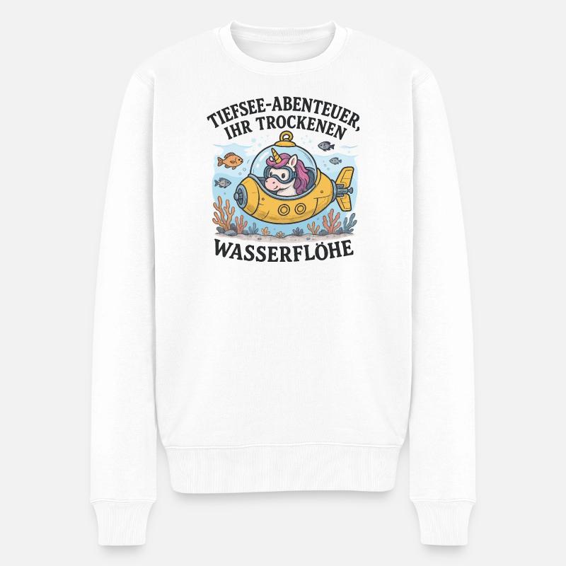 Einhorn-Tiefsee-U-Boot - Männer Premium Bio Pullover - Weiß