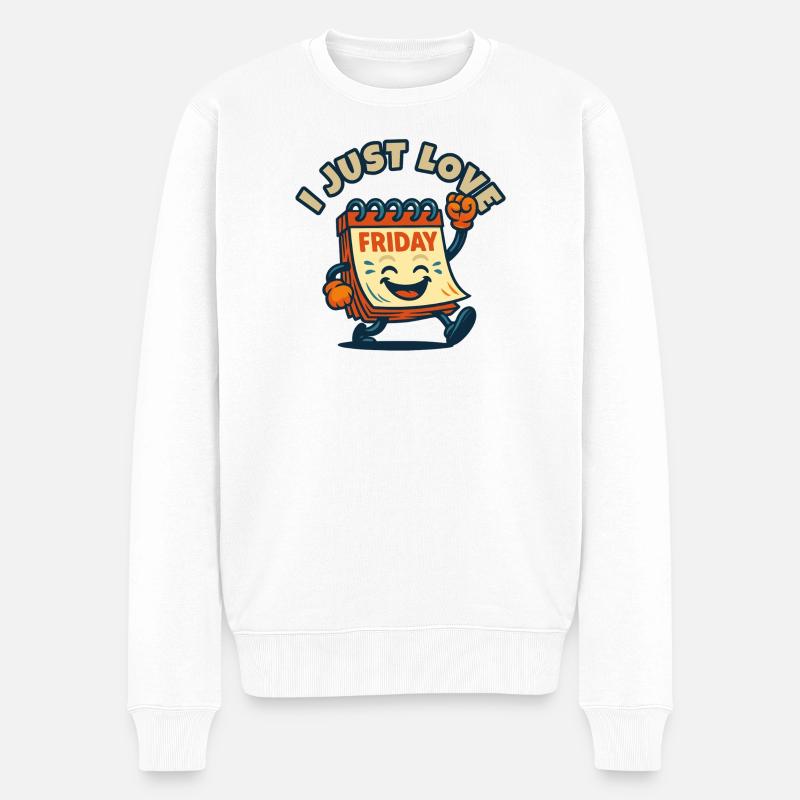 I Love Friday Cartoon - Männer Premium Bio Pullover - Weiß