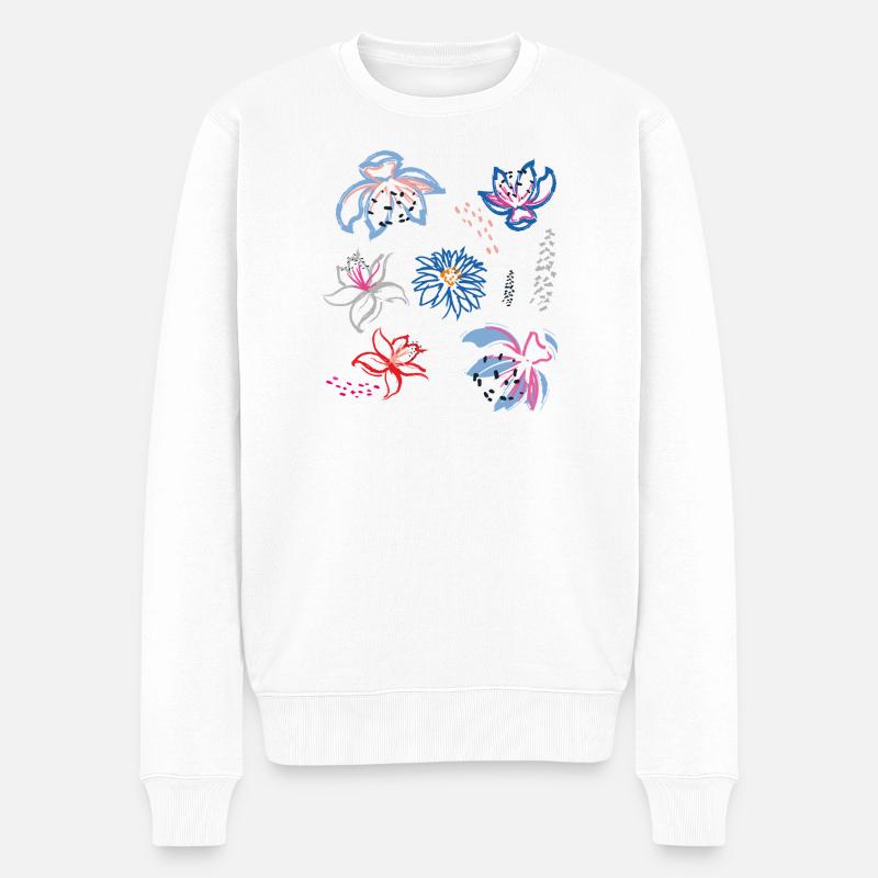 Blumenornament - Männer Premium Bio Pullover - Weiß