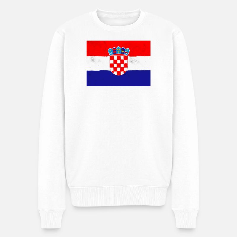 Flagge von Kroatien - Männer Premium Bio Pullover - Weiß