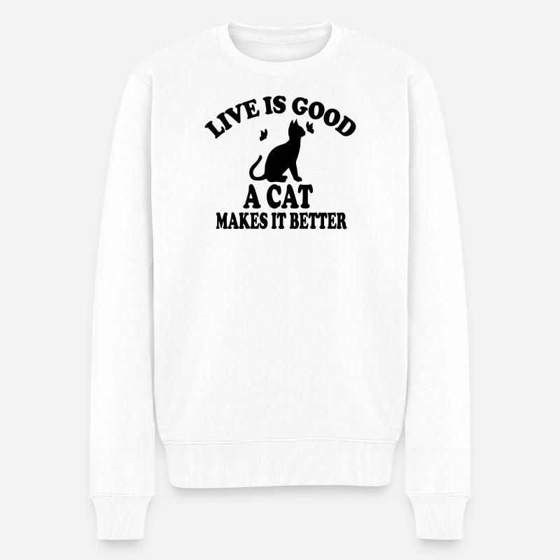 La vie de chat est belle - Pull Premium bio Homme - blanc