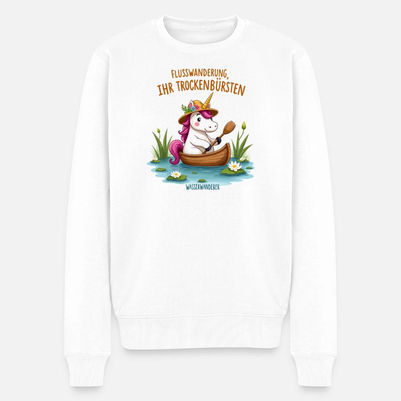 Einhorn Kanufahrt - Männer Premium Bio Pullover - Weiß