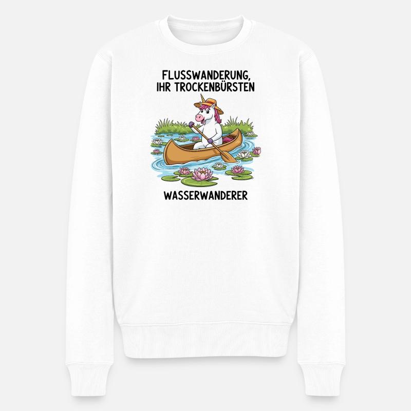 Einhorn Kanufahrt - Männer Premium Bio Pullover - Weiß