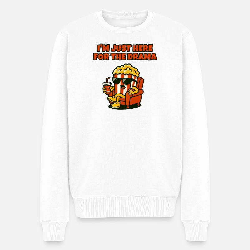Popcorn-Diva-Drama - Männer Premium Bio Pullover - Weiß