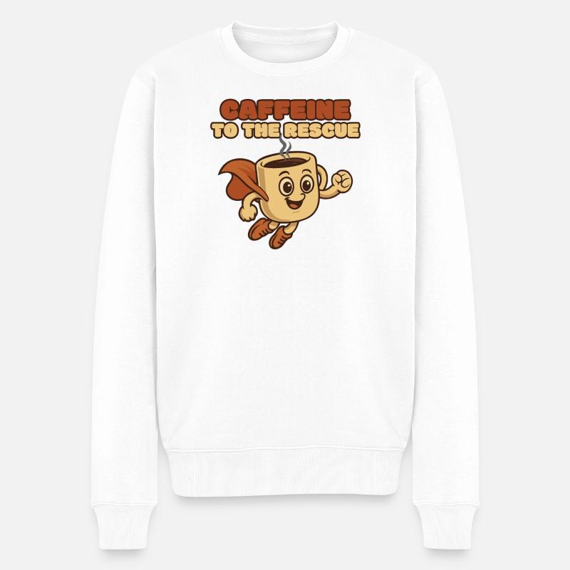 Kaffeerettungsheld - Männer Premium Bio Pullover - Weiß