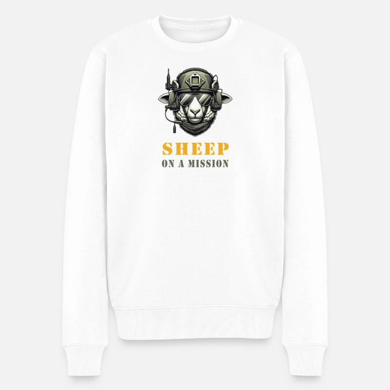 Schaf in Mission - Männer Premium Bio Pullover - Weiß
