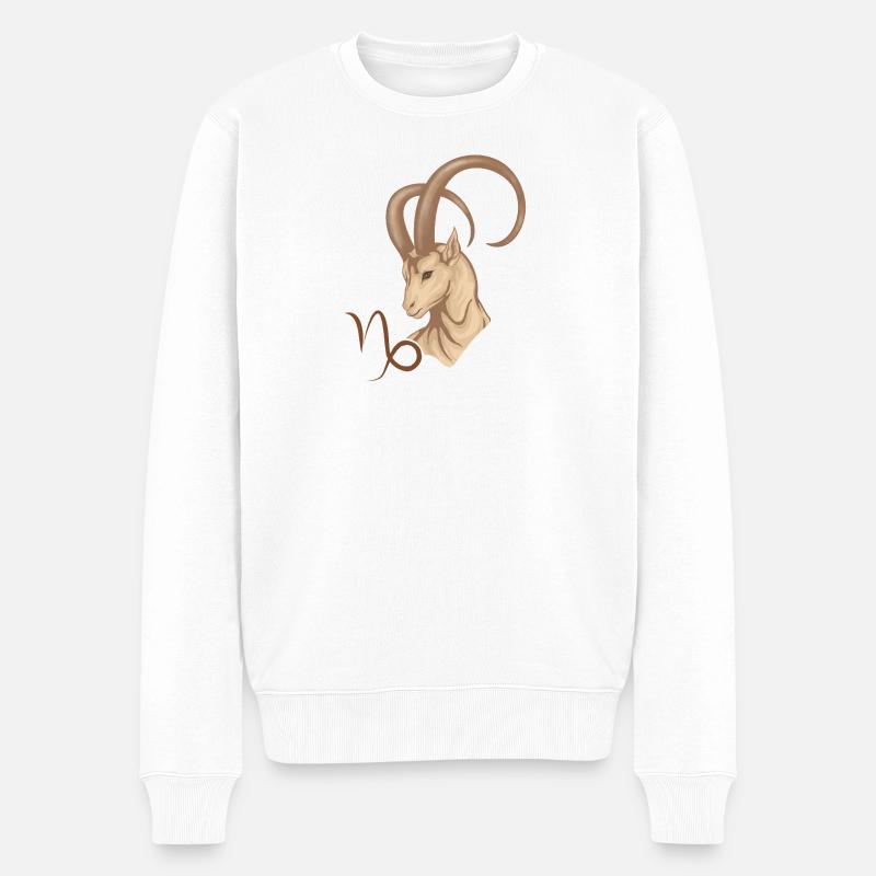 Sternzeichen Steinbock - Männer Premium Bio Pullover - Weiß