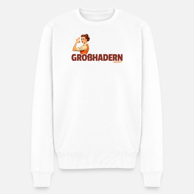 Pinup Kraft Retro Großhadern - Männer Premium Bio Pullover - Weiß