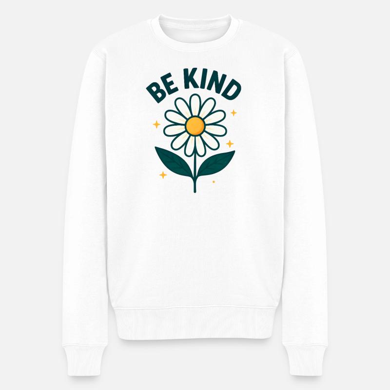 Inspirierende Blume mit Botschaft - Männer Premium Bio Pullover - Weiß