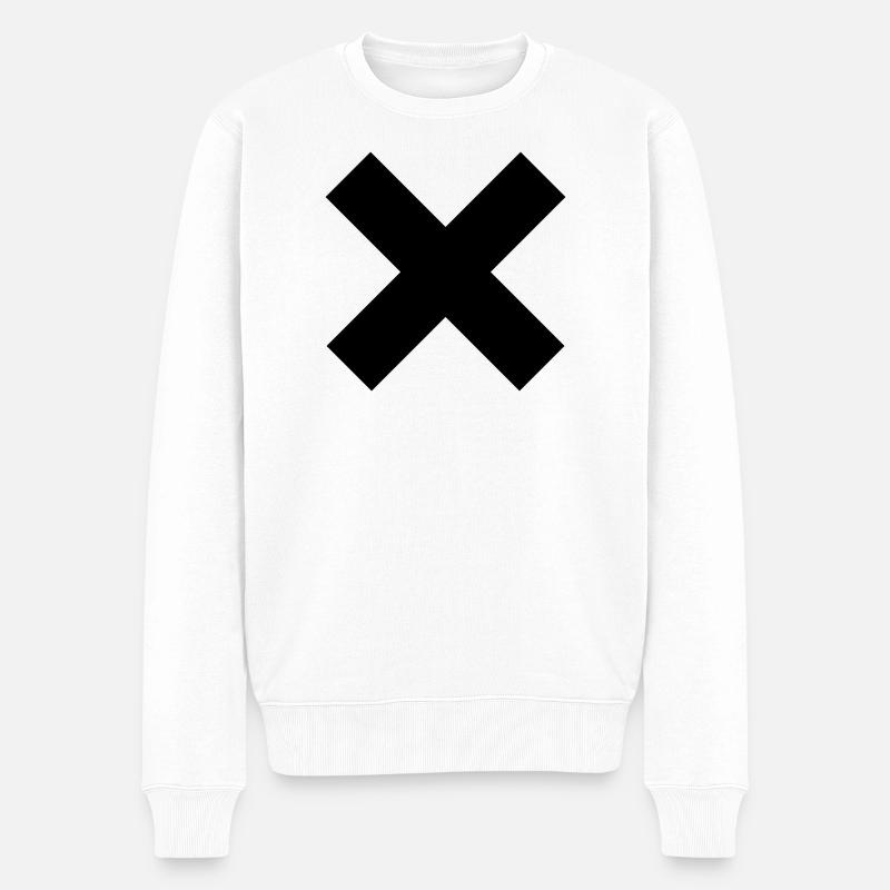 Kreuz - Männer Premium Bio Pullover - Weiß