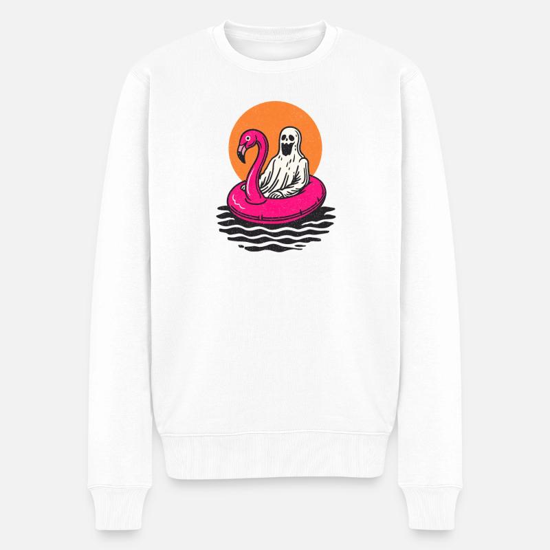 Ghost and flamingo - Männer Premium Bio Pullover - Weiß